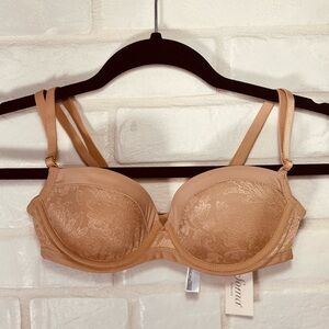 NWT Soma Lightest Lift Lined Demi Underwire Lace Bra 32 B Light Tan Nude #0302